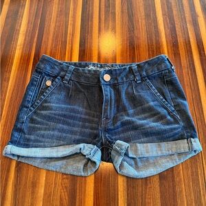 Express Dark Blue Cuffed Denim Shorts